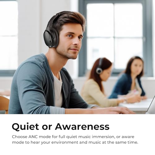 Hybrid Active Noise Canceling Headphones Bluetooth Wireless Headphones Over Ear Headphones Noise Cancelling with Travel Case, Protein Earpads, 30H Playtime, Black - Image 3