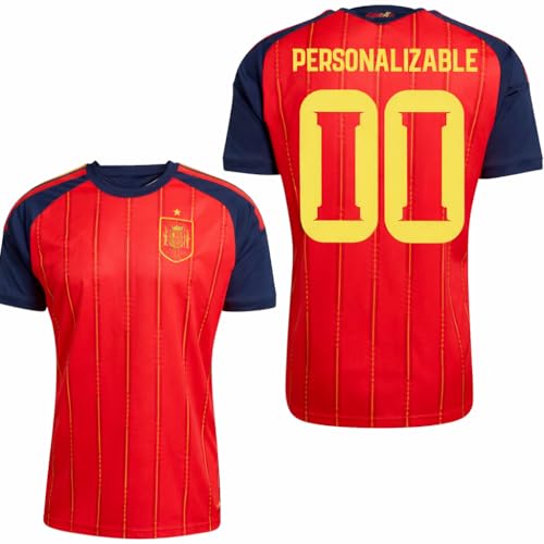 Genérico Camiseta Selección Española Réplica Oficial | Personalizable con Nombre y Número | Mundial 2026 2028 | Diseño Deportivo | Tallas Adulto (FR/ES, Letras, M, Regular, Regular)