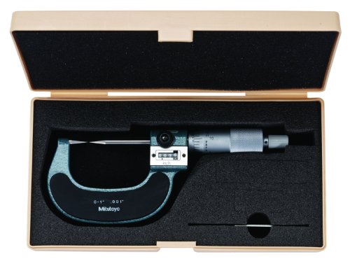 Mitutoyo 142-225 Point Micrometer, Mechanical Counter Model, Ratchet Stop, 0-1" Range, 0.001" Graduation, +/-0.00015" Accuracy #TOP1