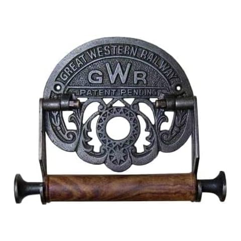 ACL Toilet Roll Holder Wall Mounted - Great Western Railway GWR Toilet Paper Holder for Bathroom - Cast Iron Novelty Toilet Roll Holder with Included Hardware Cover