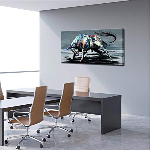 Sechars Cool Animal Canvas Wall Art Fighting Bull Painting For Living Room Home Office Farmhouse Decor Wildlife Canvas Artwork For West Cowboy Gallery Wrap Ready To Hang thumb #4