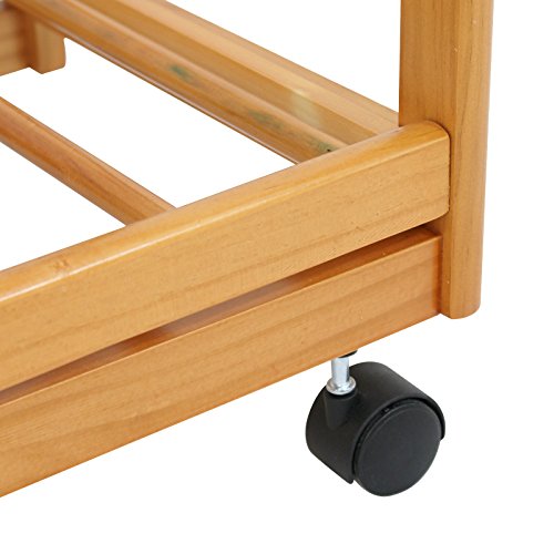 Nova Microdermabrasion Rolling Wood Kitchen Island Storage Trolley Utility Cart Rack w/Storage Drawers/Baskets Dining Stand w/Wheels Countertop (Wood) (Wood Top)