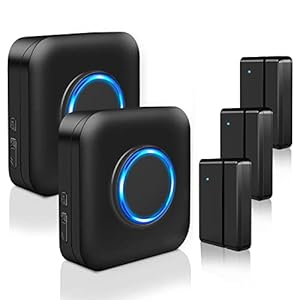 Door Chime Bistee Wireless Door Chimes When Door Open Entry Alarm 600FT Range with 58 Chimes 5 Volume Levels LED Indicator for Business/Home/Office/Stores (2 Plug-in Receiver & 3 Door Sensor)