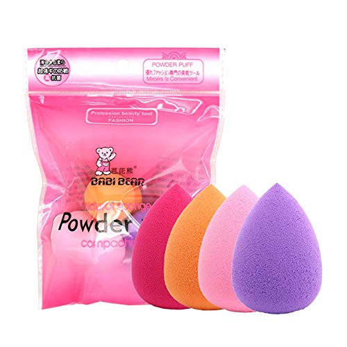 Maange Éponges de maquillage Puffs, Wedges 4Pcs éponge Set, Blender sans latex Beauté éponge avec Multi Color, couverture sans défaut Eponges pour fond de teint liquide, crèmes et poudres Cover