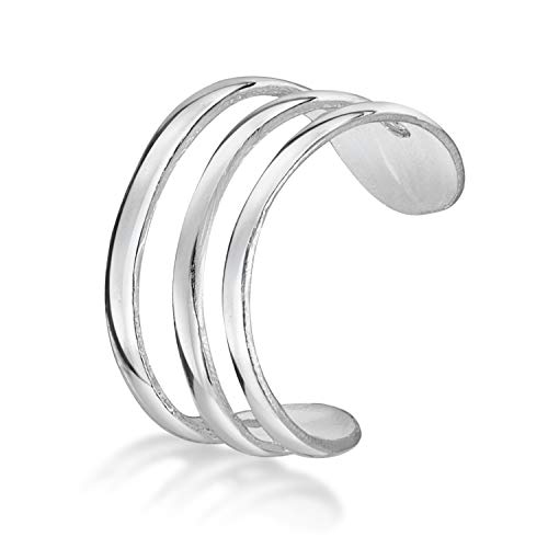 Amberta Pendiente de Cartilago Unisex en Plata de Ley 925: Ear cuff Tres Aros