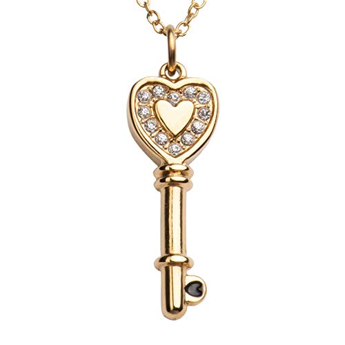 Collares, Watch LuckyLy Collar para Mujer con Dije de Corazón y Llave, Acero Inoxidable con Baño de Oro 18k y Zirconia Cúbica – Ideal como Regalo para Mujer y Dama...