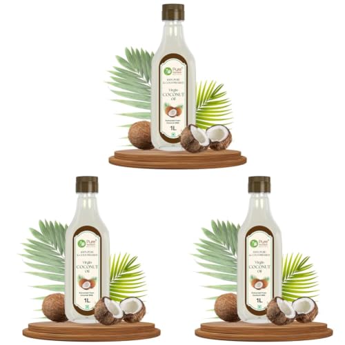Image of Pure Nutrition Cold-Pressed Virgin Coconut Oil - 1L | 100% Natural & Pure | Ideal for Cooking, Baby Massage, Hair & Skin Care | Supports Hair Growth & Skin Hydration (Pack of 3)