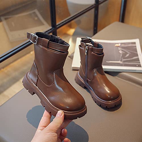 Boy's Girl's Waterproof Outdoor Ankle Boots Side Zipper Comfort Fashion Booties for Kids (Toddler/Kid/Big Kid) (Brown, 9-9.5 Years Big Kids)4