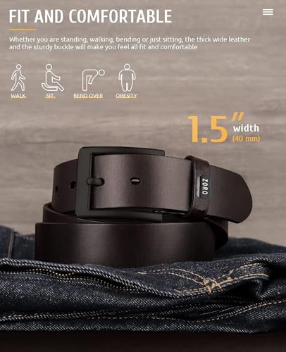 Image of ZORO Men's Genuine Leather Belt for Men | Black,Brown,Tan