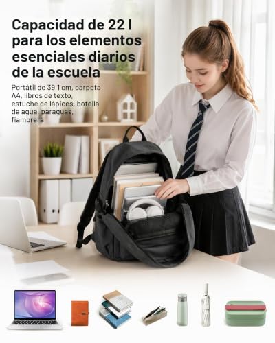 Miniatura 3 de Kono Mochila Casual, Mochila Escolar Ligero Backpack Unisex Casual Daypack Mochila Hombre Mujer 15,4 Pulgadas Laptop Bag Para Viajes Trabajo Escuela Negocios Deportes