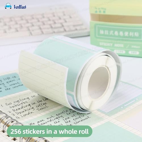 Image of FunBlast Sticky Notes Set- 256 Pcs Pull-Out Sticky Notes Set with Dispenser, Self Adhesive Memo Stickers 8 Patterns Mini Sticky Notes Pad Stick Notes for Office, School, Home (Green)