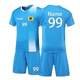 Personifizieren Trikot Kinder Erwachsene Shirt und Short mit Name Team Nummer Logo - Fussballtrikot Jungs Mädchen (Himmelblau)