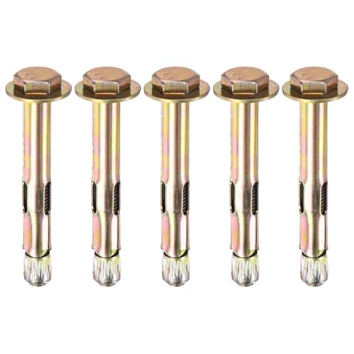 Image of M METERXITY 5-Pack Hex Expansion Bolt, M8x70mm Colored Galvanized Iron-Carbon Steel External Hex Expansion Bolts, Anti-Corrosion Metal Bolt for Concrete /Dry Brick /Block Walls