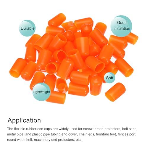 Image of MECCANIXITY 50pcs 12mm(1 /2 inch) Rubber End Caps Cover PVC Vinyl Screw Thread Protector Round Wire Shelf Caps for Screw Bolt Pipe Fence Post, Orange