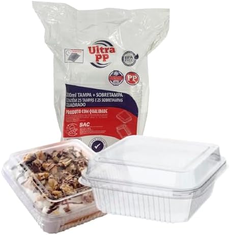 50un Embalagem Bolo Pote 200ml Quadrado Descartável Brigadeiro Br...