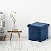 Seville Classics Cushioned Fabric Ottoman Hidden Storage Chest Footrest Chair, Padded Seat for Bedroom, Dorm, Loft, Living Room, Entryway, Hallway, Midnight Blue, 15.7