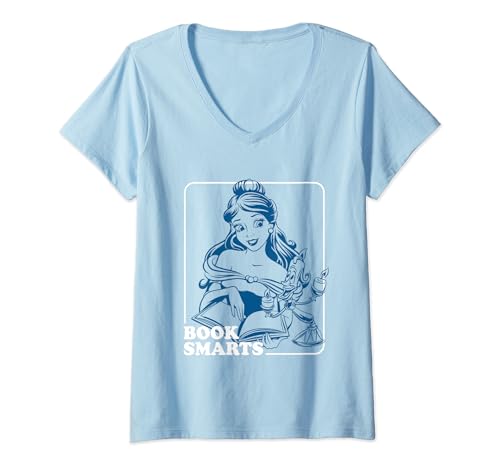 T-shirt col V Belle Disney de la Belle et la Bête pour femme passionnée de lecture