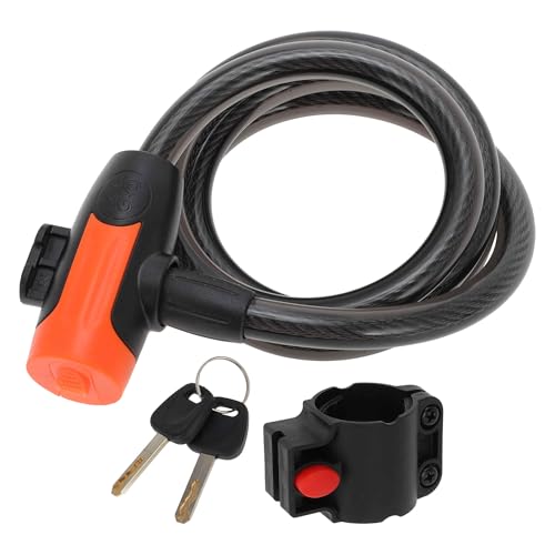 BULLSPANN 1,2 m dickes Fahrradschloss, Fahrradschloss mit Schlüsseln, Fahrradkabelschloss mit Halterung für Rennrad Mountainbike Elektrofahrrad, Schwarz Orange