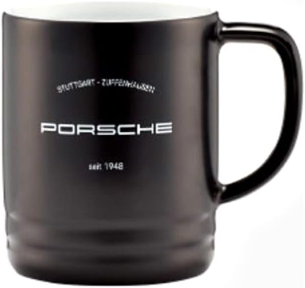 PorscheClassic Engine Piston Cup Vintage Style Porcelain Coffee Mug Matte Black Large Size 420 ml