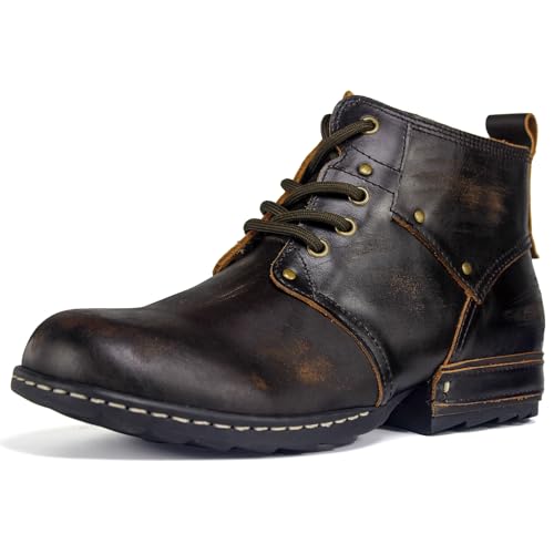 Image of Mens Dress Boots Casual Oxfords Ankle Lace up Shoes Fashion Leather Chukka Business Boot AF001-2
