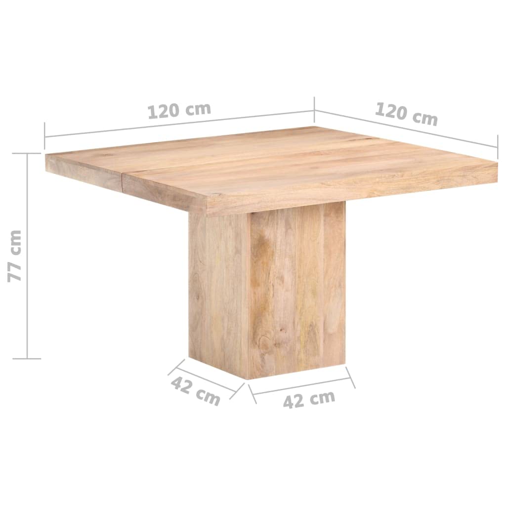 Mesa de comedor de 120 x 120 cm, mango de madera maciza de acabado natural, moderna mesa de madera con base robusta, mesa de cocina para comedor, salón y balcón