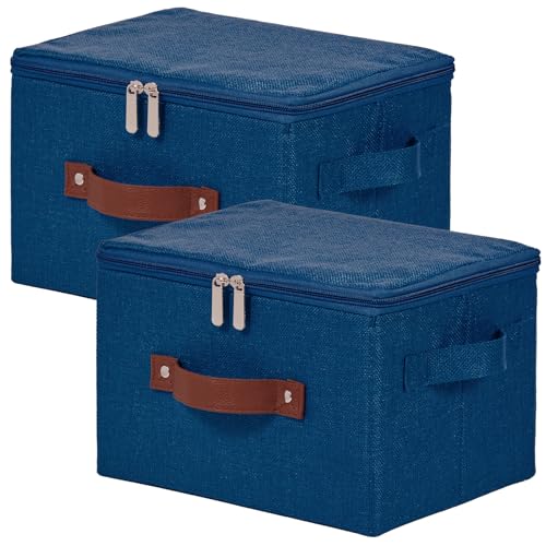 VinneGenzz 2PCS Storage Bins with Zipper Lids Decorative Lidded Basket Box