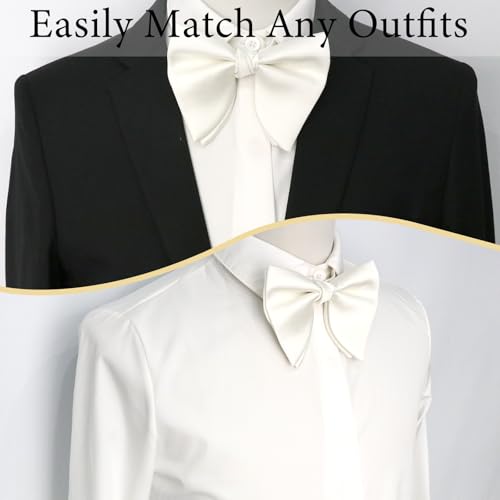 Image of Luckyvestir Oversized Bow Ties for Men, Pre Tied Clip on Men's Black Bowtie for Wedding Tuxedo Banquets Formal Wear