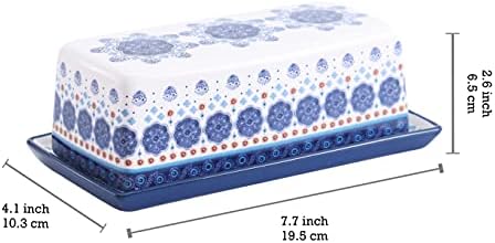 Bico Blue Talavera Ceramic Butter Dish with Lid, Butter Keeper for Counter, Kitchen, Dishwasher Safe