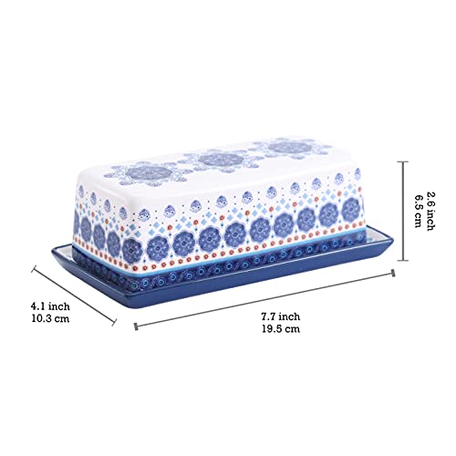 Bico Blue Talavera Ceramic Butter Dish with Lid, Butter Keeper for Counter Kitchen, Dishwasher Safe - Image 2