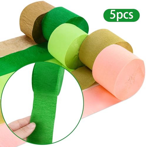 Image of 5 Rolls Pink & Gold Crepe Paper Streamers, Crepe Paper Craft for Wedding Baby Shower Birthday Bridal Party Engagement Decorations Supplies