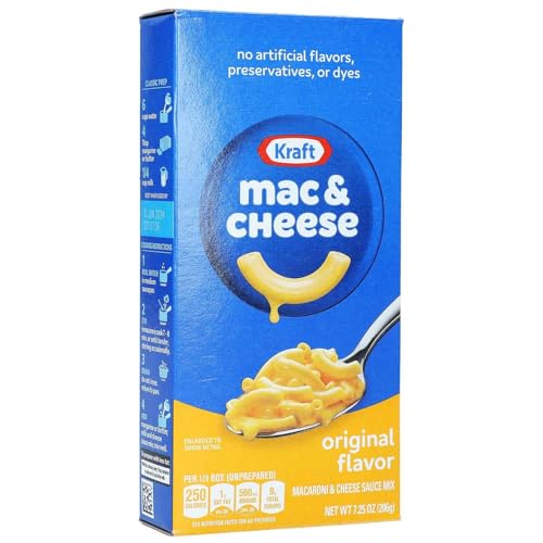 Macarrones con Queso Kraft (Paquete de 10 x 206 Gram) | Dip cremoso de queso y macarrones enriquecidos | Fáciles de preparar, perfectos para comidas rápidas con pegatinas Kajal