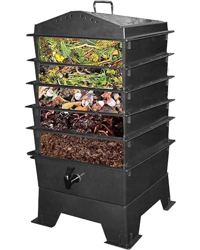 Poubelle à compostage 100 L – Composteur rotatif double pour recyclage des déchets de jardin et de cuisine, design à 5 étages pour un compostage efficace