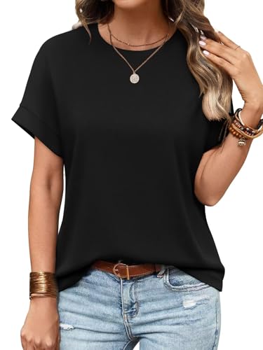 Bliwov Womens Summer Basic Casual T Shirts Going Out Trendy Tops Business Outfits Beach Vacation Clothes Fashion Tees