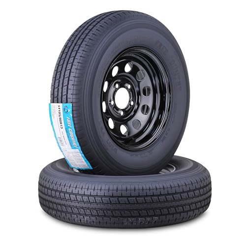Free Country Trailer Tire Wheel Assembly ST185/80R13 6-Ply C 94N 5 Lug on 4.5 PCD Black Mod Rim SET 2