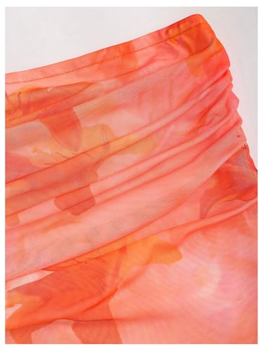 WDIRARA Women's Floral Tube Dress Ruffle Draped Strapless Ruched Bodycon Long Dresses3