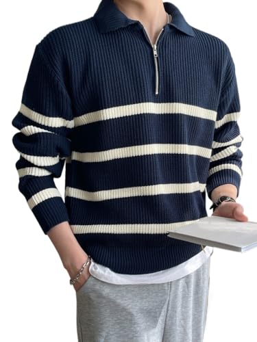 men's pullover sweaters Striped Pattern Neck Fallweater Without Tee