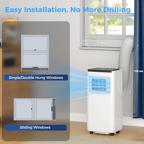HOMCOM 8000 BTU Portable Air Conditioner, Wifi Enabled AC Unit with Cool, Dehumidifier, Fan, Sleep, Voice Remote Control, Auto Swing, 24H Timer, for Room up to 344 Sq. ft, White — view 6