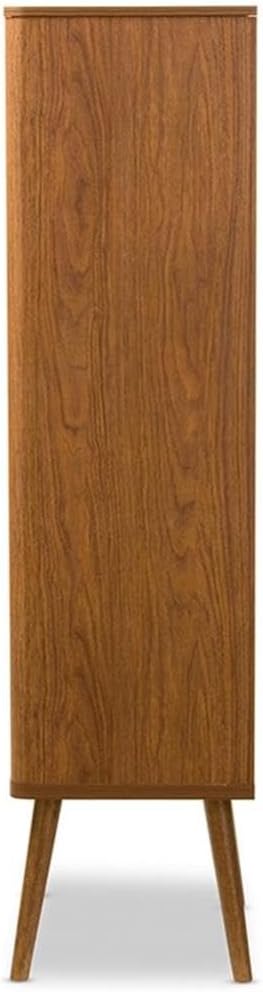 Allora Contemporary Bookcase, Walnut Finish, Sturdy Freestanding Storage Shelf, Modern Style Home Office, Living Room or Bedroom Organizer