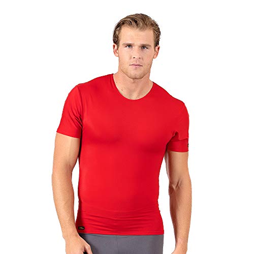 I.S.Pro USA Insta Slim Activewear Compression Crew Neck Shirt for Training Workout Fitness Shapewear - Red - 2XL
