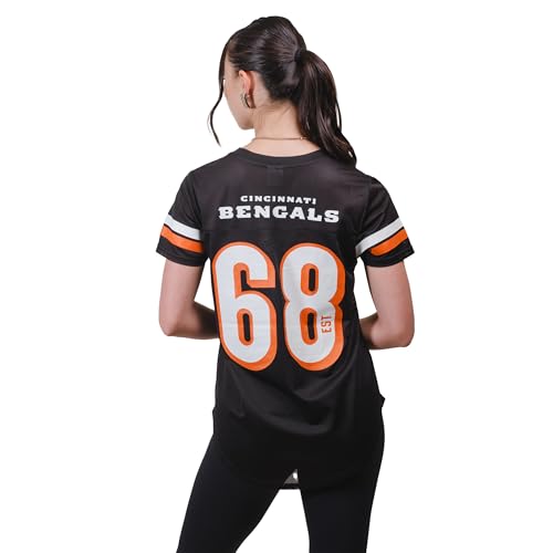 Ultra Game NFL Official Womens Super Soft Mesh Jersey T-Shirt Cincinnati Bengals, Team Color, Large
