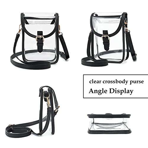 Image of FAIME Small Clear Bag Stadium Approved, Clear Crossbody Cell Phone Purses Bag with Adjustable Strap for Concerts