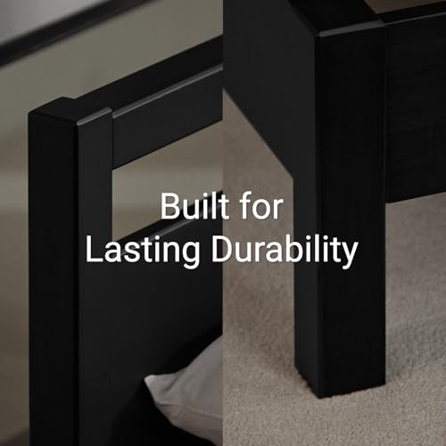 Image of LIFEMENT Signature Wood Platform Bed Frame with Headboard, Essential, Noise Free, Under Bed Storage, No Box Spring Needed, Easy Assembly (Black, Queen (U.S. Standard))