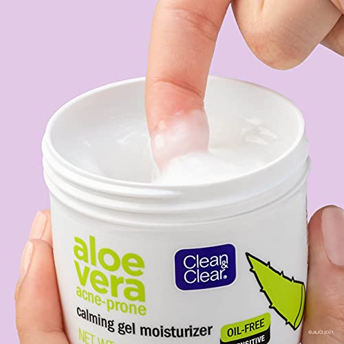 Clean & Clear Aloe Vera Calming Gel Acne Facial Moisturizer For Acne-Prone & Sensitive Skin, Oil-Free Daily Moisturizing Gel, 4.9 Oz #TOP4