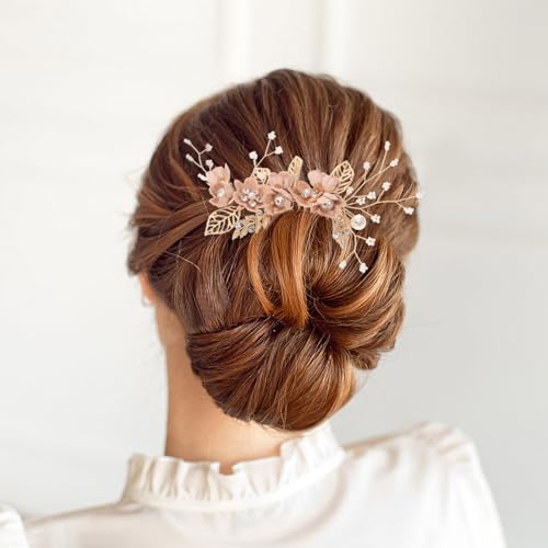 Nuobesty HRQ7CUXU6HZK0037B195K 4Pcs Wedding Hair Clip Comb Handmade Bridal Hair Clip Pearl Floral Leaf Hair Accessories thumb #7