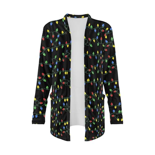 Image of Fall Maple Leaf Cardigan Sweaters for Women Long Sleeve Cardigan Soft Drape Open Front Dusters V-Neck Jackets Dressy