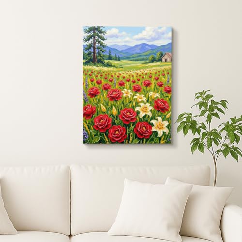 Lienzo de paisaje primaveral para decorar una sala de estar moderna 3