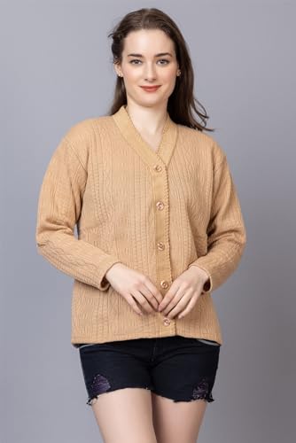 Image of Wear lusso Women Sweater for Winter Woolen Acrylic Full Sleeves V Neck Stylish Design Cardigan Girls /Ladies