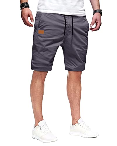 YAOBAOLE Mens Chino Shorts Mens Summer Drawstring Casual Sports Shorts Dark Gray XL