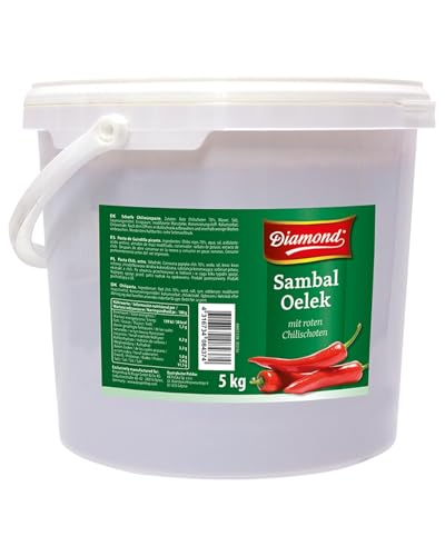 DIAMOND Sambal Oelek, pasta intensamente picante de guindilla roja, para dar sabor a platos wok, arroz frito y fideos fritos - 1 x 5 kg