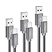 Short USB C Cable,3-Pack(0.5ft+1ft+3ft) USB Type C Charger Nylon Braided Fast Charging Cord Compatible Samsung Galaxy S10+ S9 S8 Plus,Note 9 8,LG G5 G6 G7 V35,Google Pixel,Moto Z2 Z3,Power Bank(Grey)